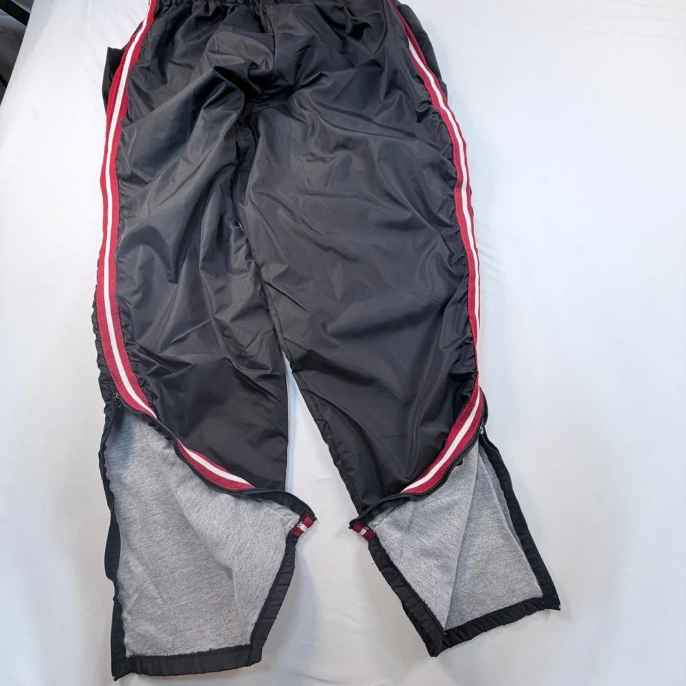 Vintage In Play Knee Zip Warm Up Pants USA Black Red Nylon Large 30 Inseam